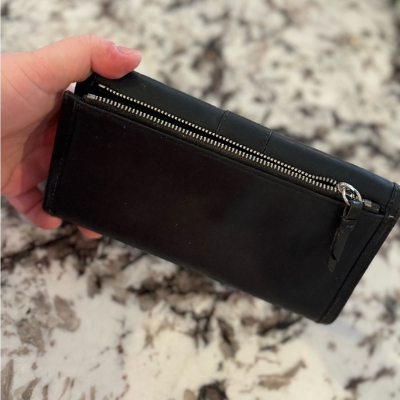 Vintage Coach Black Stitch Leather Tri Fold  Wallet Removable Checkbook - Picture 9 of 10